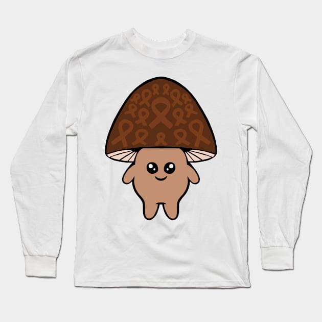 Brown Awareness Ribbon Mushroom man Long Sleeve T-Shirt by CaitlynConnor